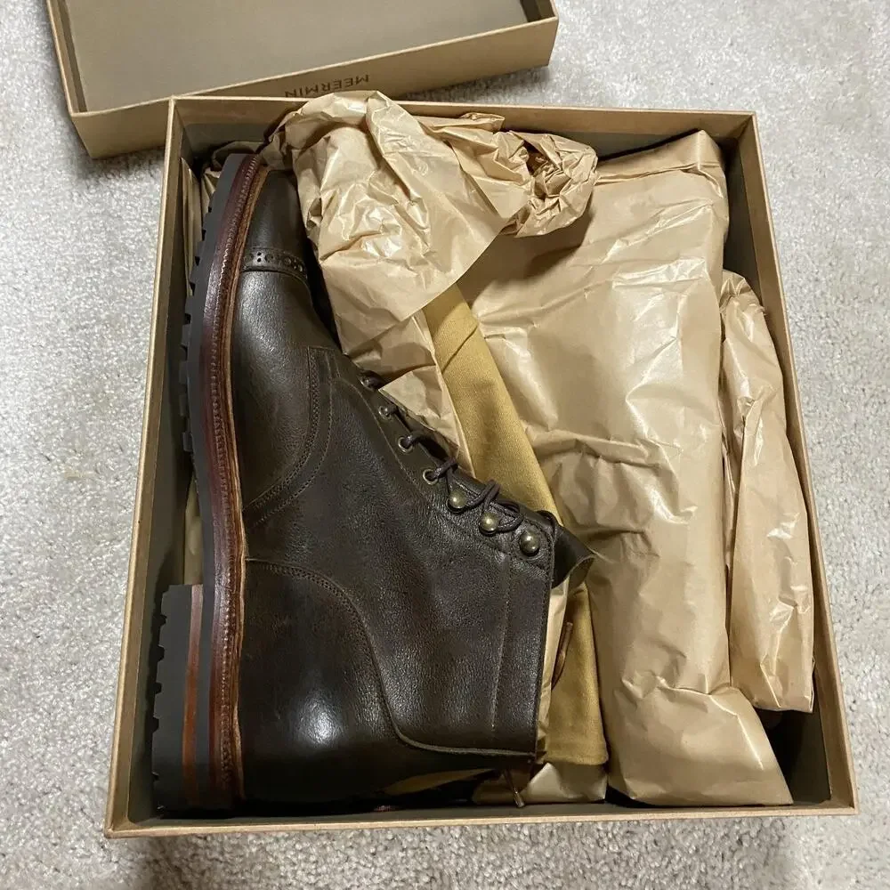 Meermin Boots Mens 10.5E Green Naked Kudu Cap Toe Combat Double Commando 514667